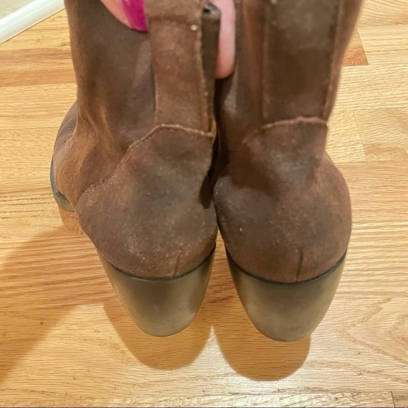 Zodiac brown suede lace up side zip ankle bootie with stacked heel 6.5 - Picture 2 of 9